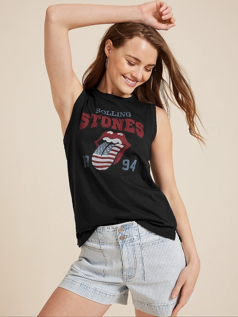 Rolling Stones Black Graphic Tank Top - Flag Tongue Design. NWT. L